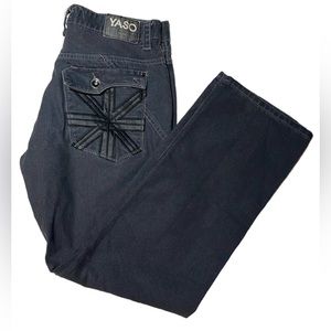 Yaso British flag embroidered jeans